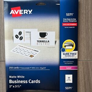 Avery Matte White Laser Business Cards with Sure Feed Technology